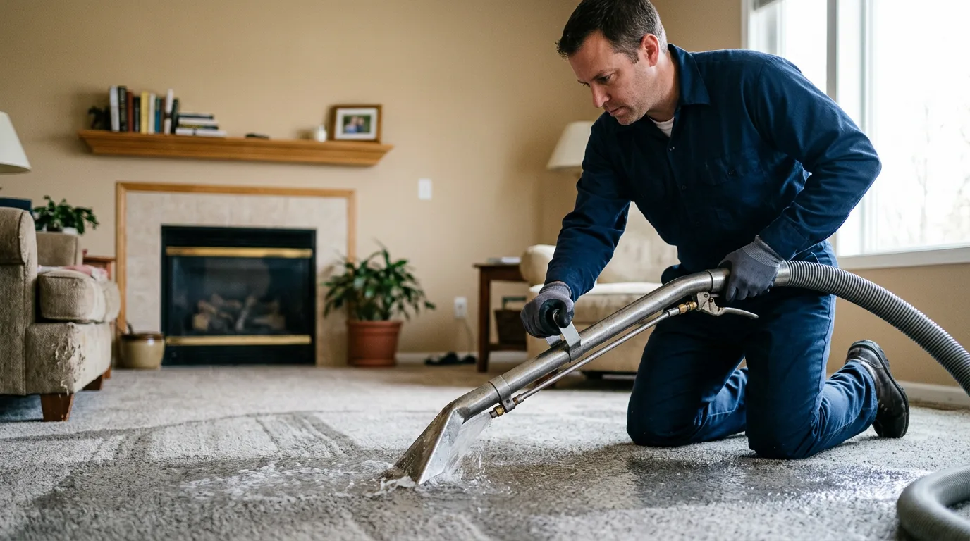 Water damage restoration technician working near Waldo, OH